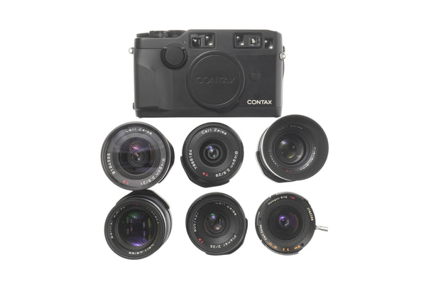 Contax G2 Rangefinder 35mm Film Camera Body Black + Lens Set