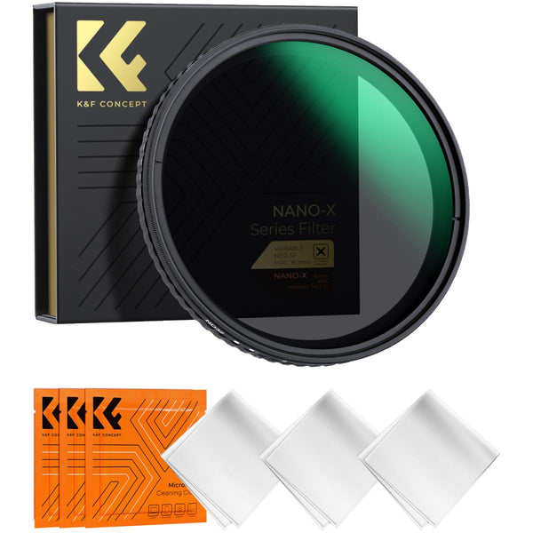 K&F Adjustable Fader ND2-32 (1-5 Stop) Variable ND Lens Filter with Cleaning Cloths  (KF01.1803V1)